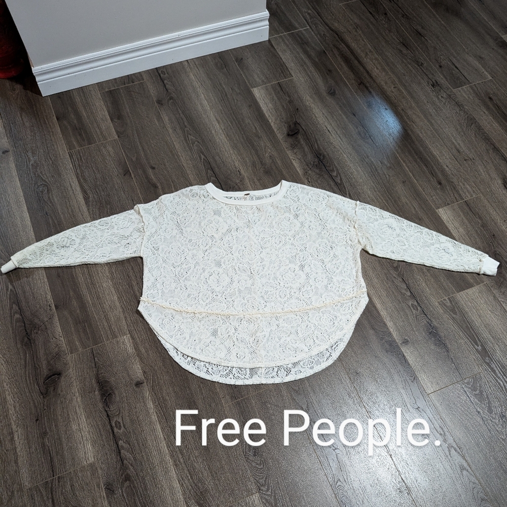 Free People Womens Not Cold In This Lace Top Size XS.  Ivory Boho Long…